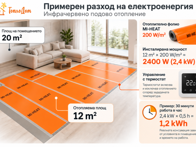 Начало 57 Колко ток харчи инфрачервеното подово отопление – пример с MI-HEAT